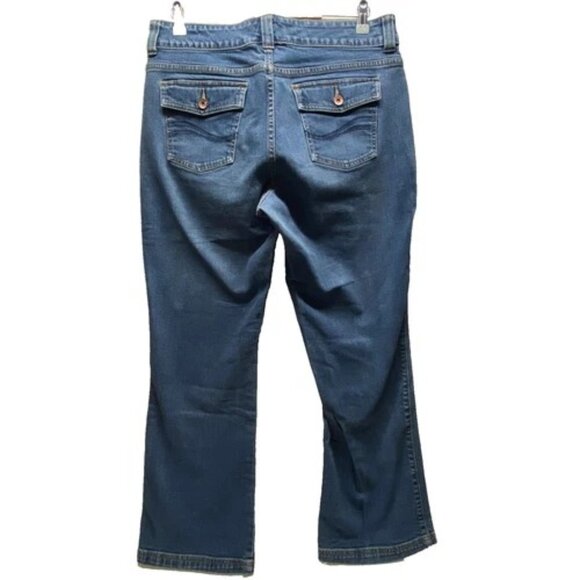 Lee Natural Bootcut Jeans Women’s 14 Blue Mid Rise Flap Pockets Stretch Denim - Picture 7 of 13
